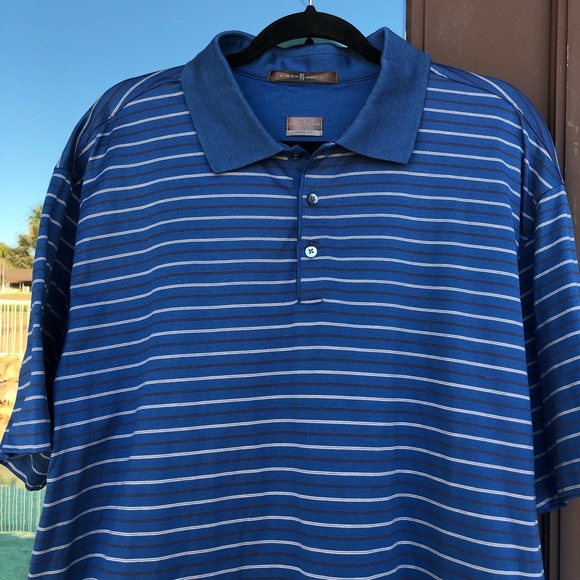 Tiger Woods Blue Striped "Waste Management" Polo XL